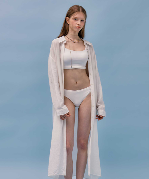 VIKINI VENDER(ビキニベンダー)の「バレットルーズフィットシースルーマキシシャツカバーアップ - ホワイト(Tシャツ/カットソー・レディース・その他・ONE SIZE)」の3枚目の写真