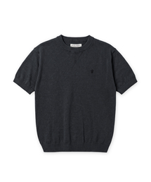 COOL LINEN HALF-SLEEVE KNIT (CHARCOAL)