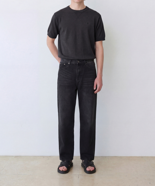 EDINBURGH CLUB（エディンバラクラブ）の「COOL LINEN HALF-SLEEVE KNIT (CHARCOAL)（ニット/セーター・メンズ・チャコール・SMALL/MEDIUM/LARGE/X-LARGE）」の2枚目の写真