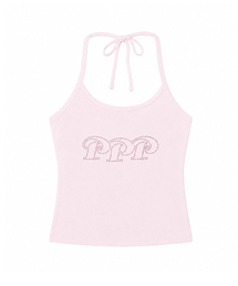 PPP ホットフィックスポイントホルターネックスリーブレスライトピンク