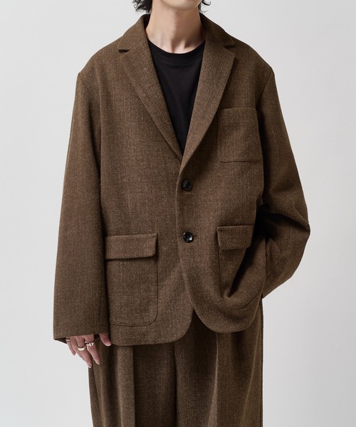 Lui's(ルイス)の「【Neucon】CLASSIC HEATHER OVER JACKET / クラシックオーバーテーラードジャケット / セットアップ対応(テーラードジャケット・メンズ・ブラウン/チャコールグレー・1/2)」の2枚目の写真