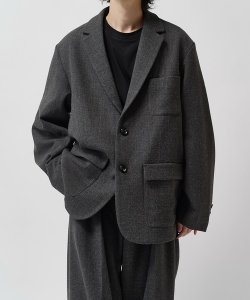 Lui's(ルイス)の「【Neucon】CLASSIC HEATHER OVER JACKET / クラシックオーバーテーラードジャケット / セットアップ対応(テーラードジャケット・メンズ・ブラウン/チャコールグレー・1/2)」の4枚目の写真