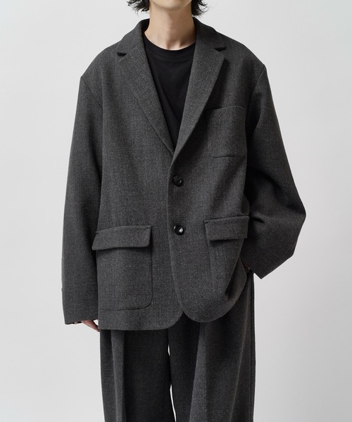 Lui's(ルイス)の「【Neucon】CLASSIC HEATHER OVER JACKET / クラシックオーバーテーラードジャケット / セットアップ対応(テーラードジャケット・メンズ・ブラウン/チャコールグレー・1/2)」の3枚目の写真