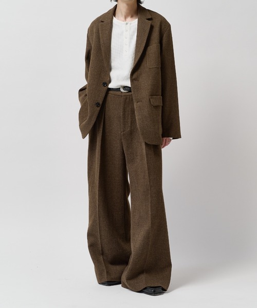 Lui's(ルイス)の「【Neucon】CLASSIC HEATHER OVER JACKET / クラシックオーバーテーラードジャケット / セットアップ対応(テーラードジャケット・メンズ・ブラウン/チャコールグレー・1/2)」の8枚目の写真