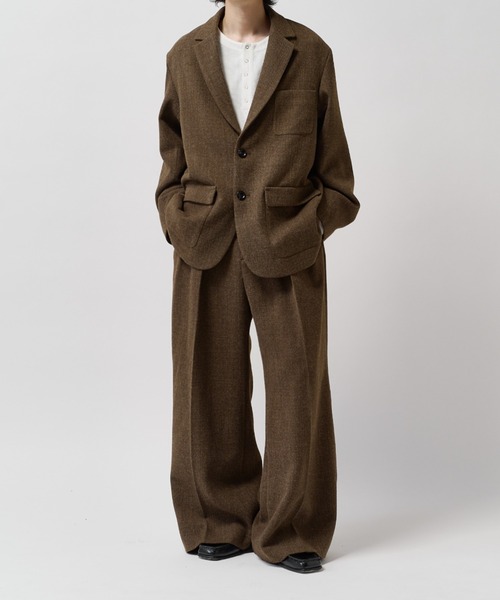 Lui's(ルイス)の「【Neucon】CLASSIC HEATHER OVER JACKET / クラシックオーバーテーラードジャケット / セットアップ対応(テーラードジャケット・メンズ・ブラウン/チャコールグレー・1/2)」の7枚目の写真
