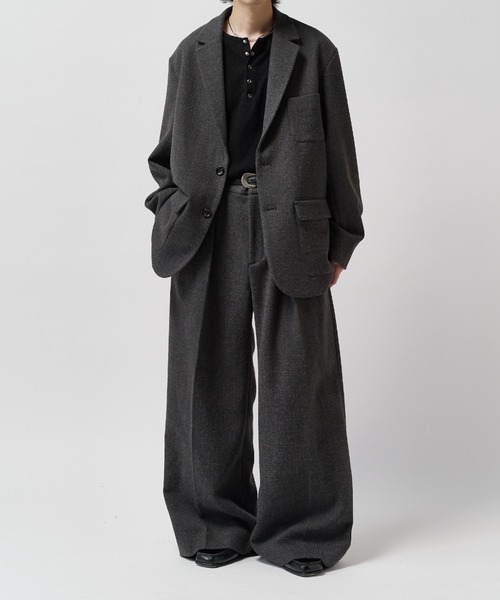 Lui's(ルイス)の「【Neucon】CLASSIC HEATHER OVER JACKET / クラシックオーバーテーラードジャケット / セットアップ対応(テーラードジャケット・メンズ・ブラウン/チャコールグレー・1/2)」の20枚目の写真