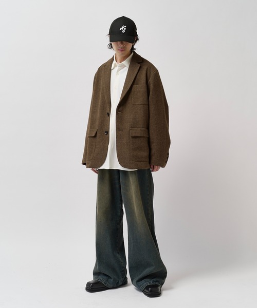 Lui's(ルイス)の「【Neucon】CLASSIC HEATHER OVER JACKET / クラシックオーバーテーラードジャケット / セットアップ対応(テーラードジャケット・メンズ・ブラウン/チャコールグレー・1/2)」の13枚目の写真
