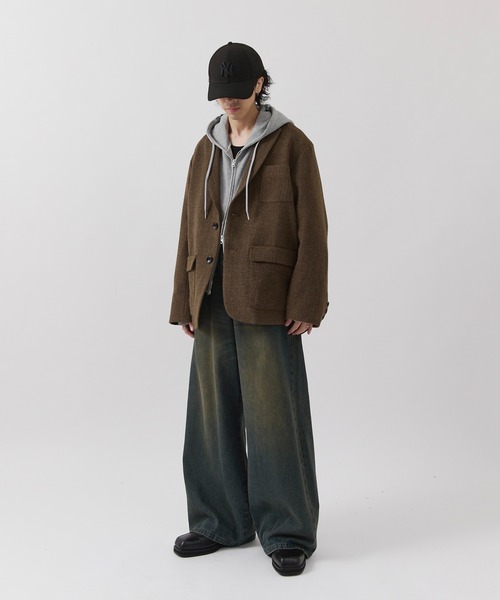 Lui's(ルイス)の「【Neucon】CLASSIC HEATHER OVER JACKET / クラシックオーバーテーラードジャケット / セットアップ対応(テーラードジャケット・メンズ・ブラウン/チャコールグレー・1/2)」の6枚目の写真