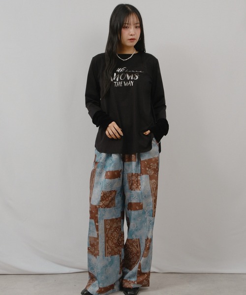 palm RICHE(ポームリシュ)の「箔プリントロゴロンT(Tシャツ/カットソー・レディース・ライトブルー/ブラック/オフホワイト・M)」の17枚目の写真