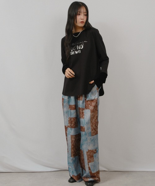 palm RICHE(ポームリシュ)の「箔プリントロゴロンT(Tシャツ/カットソー・レディース・ライトブルー/ブラック/オフホワイト・M)」の12枚目の写真