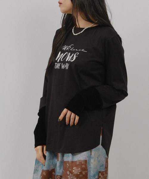 palm RICHE(ポームリシュ)の「箔プリントロゴロンT(Tシャツ/カットソー・レディース・ライトブルー/ブラック/オフホワイト・M)」の15枚目の写真