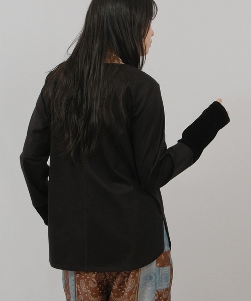 palm RICHE(ポームリシュ)の「箔プリントロゴロンT(Tシャツ/カットソー・レディース・ライトブルー/ブラック/オフホワイト・M)」の14枚目の写真