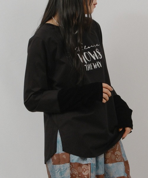 palm RICHE(ポームリシュ)の「箔プリントロゴロンT(Tシャツ/カットソー・レディース・ライトブルー/ブラック/オフホワイト・M)」の13枚目の写真