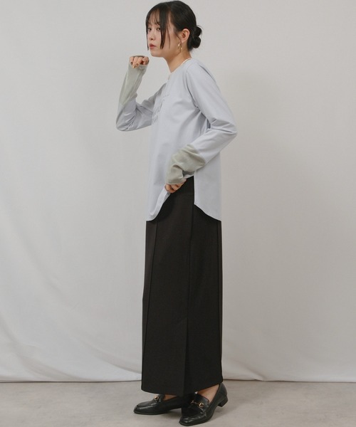 palm RICHE(ポームリシュ)の「箔プリントロゴロンT(Tシャツ/カットソー・レディース・ライトブルー/ブラック/オフホワイト・M)」の22枚目の写真