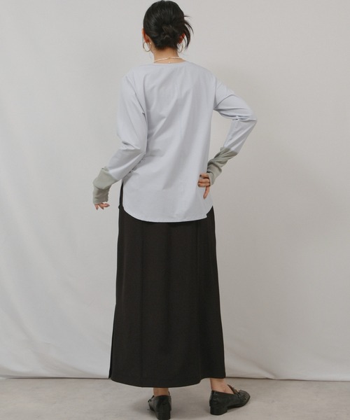 palm RICHE(ポームリシュ)の「箔プリントロゴロンT(Tシャツ/カットソー・レディース・ライトブルー/ブラック/オフホワイト・M)」の21枚目の写真