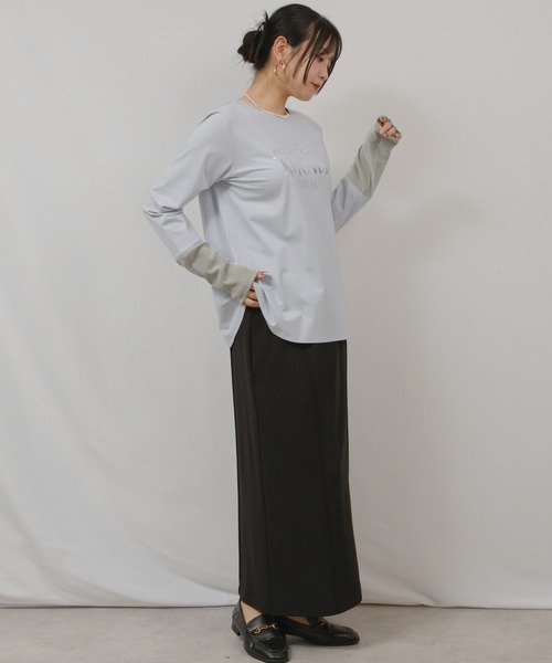palm RICHE(ポームリシュ)の「箔プリントロゴロンT(Tシャツ/カットソー・レディース・ライトブルー/ブラック/オフホワイト・M)」の20枚目の写真