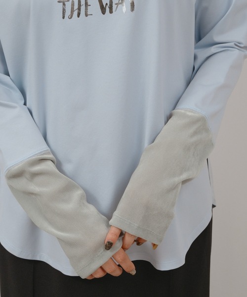 palm RICHE(ポームリシュ)の「箔プリントロゴロンT(Tシャツ/カットソー・レディース・ライトブルー/ブラック/オフホワイト・M)」の18枚目の写真
