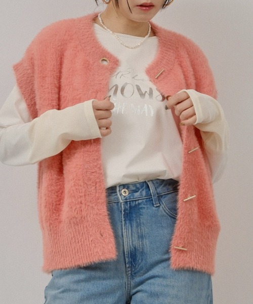 palm RICHE(ポームリシュ)の「箔プリントロゴロンT(Tシャツ/カットソー・レディース・ライトブルー/ブラック/オフホワイト・M)」の5枚目の写真