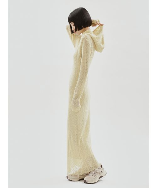emmi(エミ)の「カットレースフーディーワンピース(ワンピース・レディース・イエロー/ブラック/オフホワイト・F)」の7枚目の写真