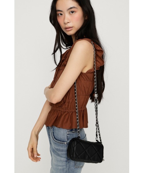 SLY(スライ)の「CHAIN MINI BAG チェーンミニバッグ(ショルダーバッグ・レディース・アイボリー/ブラック・FREE)」の1枚目の写真