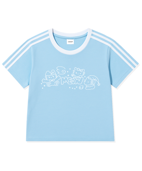 RANDOMOFF(ランダムオフ)の「MEOW KITTENS TRACK CROP T-SHIRT (5color)(Tシャツ/カットソー・レディース・ホワイト/スカイブルー/ライトピンク/ダークベージュ/ネイビー・FREE)」の7枚目の写真