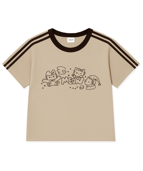 RANDOMOFF(ランダムオフ)の「MEOW KITTENS TRACK CROP T-SHIRT (5color)(Tシャツ/カットソー・レディース・ホワイト/スカイブルー/ライトピンク/ダークベージュ/ネイビー・FREE)」の8枚目の写真