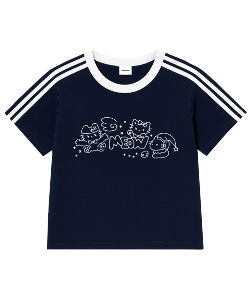 RANDOMOFF(ランダムオフ)の「MEOW KITTENS TRACK CROP T-SHIRT (5color)(Tシャツ/カットソー・レディース・ホワイト/スカイブルー/ライトピンク/ダークベージュ/ネイビー・FREE)」の9枚目の写真