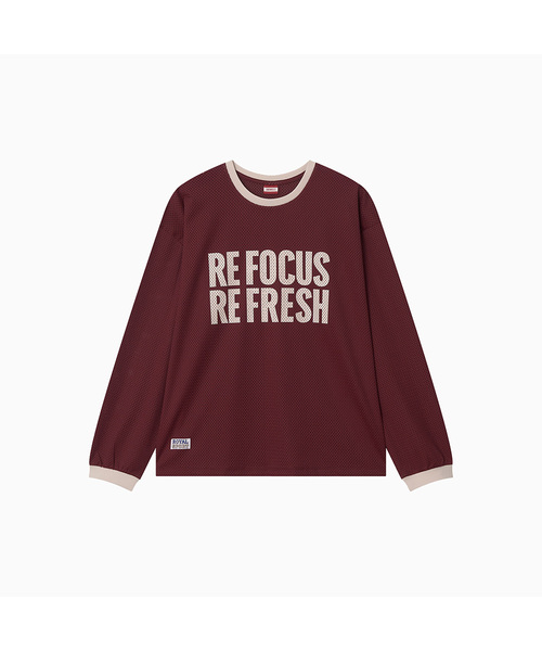 MENASOO(ミナス)の「Refocus Mesh Round Neck T Shirt_Burgundy(Tシャツ/カットソー・レディース・バーガンディー・FREE/2)」の1枚目の写真