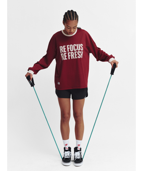 MENASOO(ミナス)の「Refocus Mesh Round Neck T Shirt_Burgundy(Tシャツ/カットソー・レディース・バーガンディー・FREE/2)」の3枚目の写真