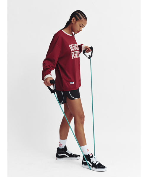 MENASOO(ミナス)の「Refocus Mesh Round Neck T Shirt_Burgundy(Tシャツ/カットソー・レディース・バーガンディー・FREE/2)」の5枚目の写真