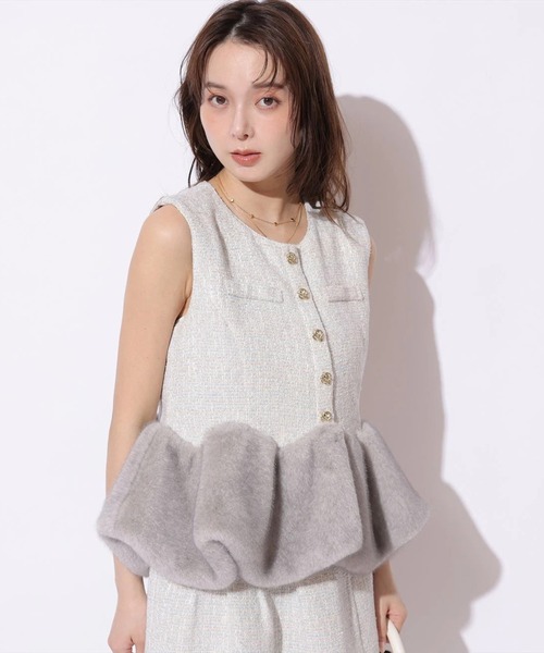Mystrada(マイストラーダ)の「ファーペプラムジレ(その他アウター・レディース・ライトグレー・36/38)」の19枚目の写真
