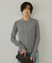 【WEB限定】リブポロ衿カーディガン