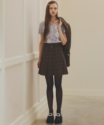 <セットアップ対応>ボックスプリーツミニスカート