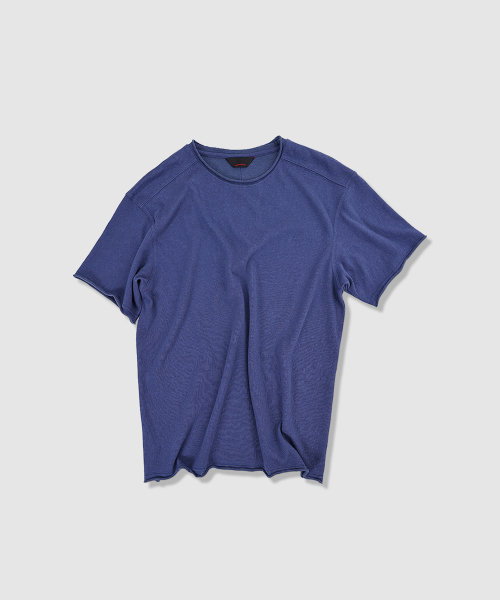 ANYTIME LOREAK(エニタイムロレーク)の「YUCCA RAW-EDGE HALF KNIT - BLUE(Tシャツ/カットソー・メンズ・ブルー・LARGE/MEDIUM)」の2枚目の写真