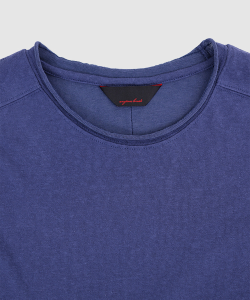 ANYTIME LOREAK(エニタイムロレーク)の「YUCCA RAW-EDGE HALF KNIT - BLUE(Tシャツ/カットソー・メンズ・ブルー・LARGE/MEDIUM)」の3枚目の写真