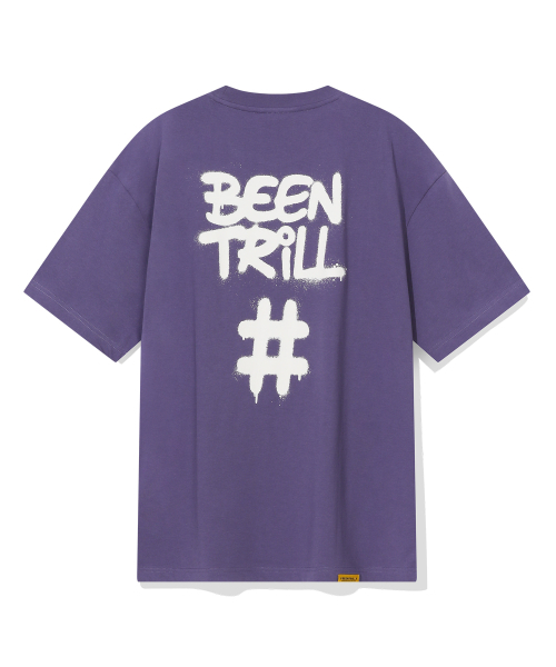 BEENTRILL(ビントリル)の「スプレーハッシュタグオーバーサイズ半袖Tシャツ(バイオレット)(Tシャツ/カットソー・レディース・その他・SMALL/MEDIUM/LARGE/X-LARGE)」の1枚目の写真