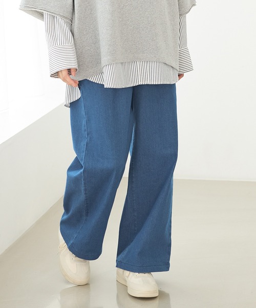 Honeys(ハニーズ)の「デニムイージーパンツ(股下66cm)(デニムパンツ・レディース・ダークインディゴブルー/ブラック/ライトインディゴブルー・3L/L/LL/M/S)」の3枚目の写真