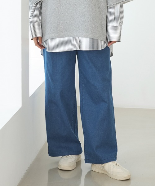 Honeys(ハニーズ)の「デニムイージーパンツ(股下66cm)(デニムパンツ・レディース・ダークインディゴブルー/ブラック/ライトインディゴブルー・3L/L/LL/M/S)」の21枚目の写真
