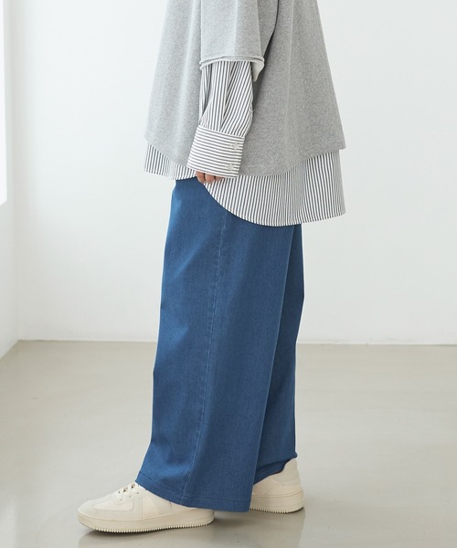 Honeys(ハニーズ)の「デニムイージーパンツ(股下66cm)(デニムパンツ・レディース・ダークインディゴブルー/ブラック/ライトインディゴブルー・3L/L/LL/M/S)」の22枚目の写真