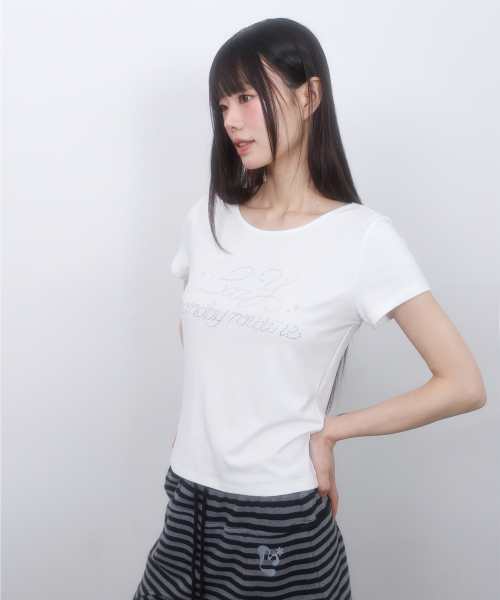 LMR(エルエムアール)の「ホットフィックスカットアウト半袖Tシャツホワイト(Tシャツ/カットソー・レディース・ホワイト・SMALL/MEDIUM)」の1枚目の写真