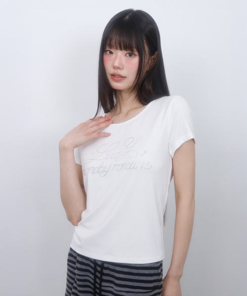 LMR(エルエムアール)の「ホットフィックスカットアウト半袖Tシャツホワイト(Tシャツ/カットソー・レディース・ホワイト・SMALL/MEDIUM)」の2枚目の写真