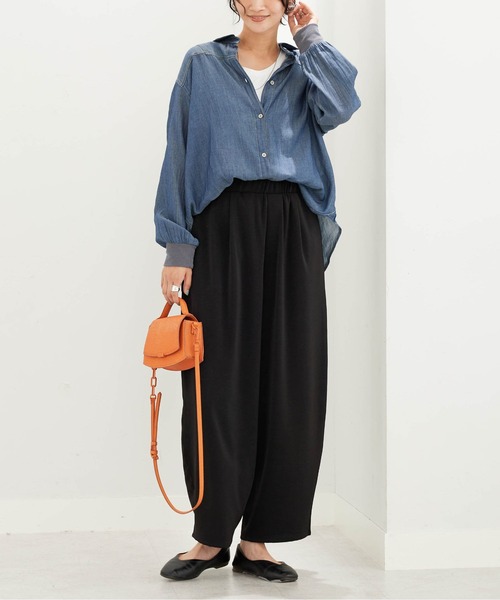 BELLUNA PLUS(ベルーナ)の「とろみビンテージ素材バレルパンツ(その他パンツ・レディース・ブラック/カーキ/レンガ・X-LARGE/MEDIUM/LARGE)」の7枚目の写真