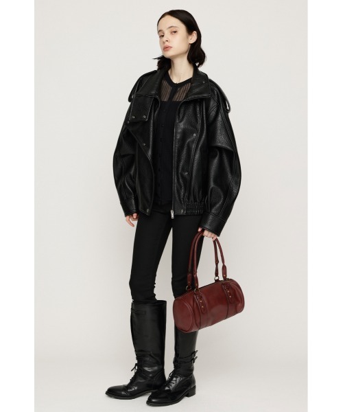 SLY(スライ)の「【AW PRE ORDER 第2弾】STAND COLLAR ZIP BZ スタンドカラージップブルゾン 秋服 スタンドネック ハイネック(ブルゾン・レディース・ブラック/ベージュ・FREE)」の4枚目の写真