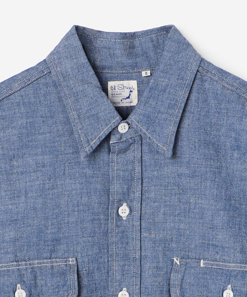 orSlow(オアスロウ)の「orSlow | シャンブレー フラップポケットワークシャツ WOMEN(シャツ/ブラウス・レディース・ブルー系その他・2)」の4枚目の写真