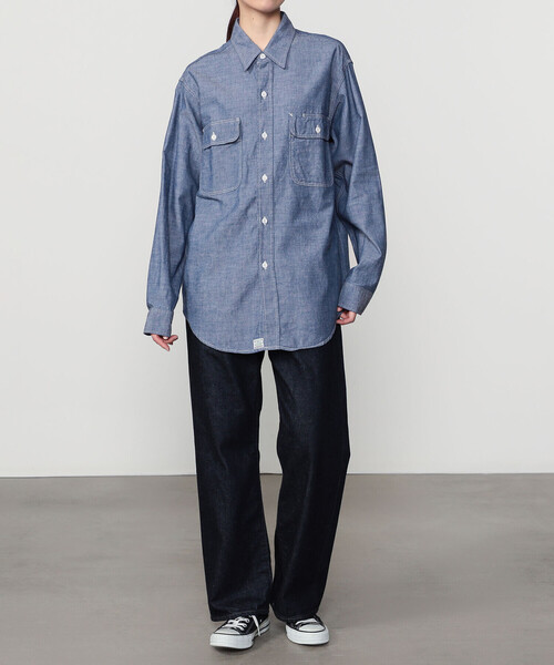 orSlow(オアスロウ)の「orSlow | シャンブレー フラップポケットワークシャツ WOMEN(シャツ/ブラウス・レディース・ブルー系その他・2)」の12枚目の写真