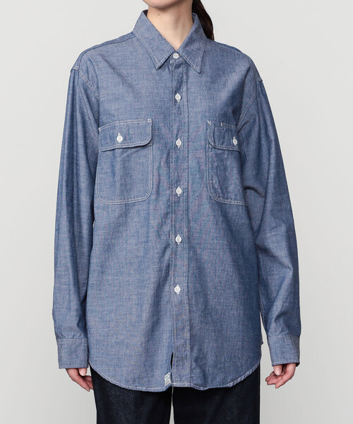 orSlow(オアスロウ)の「orSlow | シャンブレー フラップポケットワークシャツ WOMEN(シャツ/ブラウス・レディース・ブルー系その他・2)」の1枚目の写真