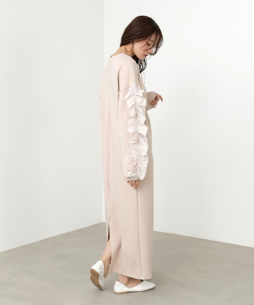Bab(バブ)の「【S/Mサイズ展開】フリルスリーブポンチワンピース(ワンピース・レディース・ベージュ/ブラック・SMALL/MEDIUM)」の8枚目の写真