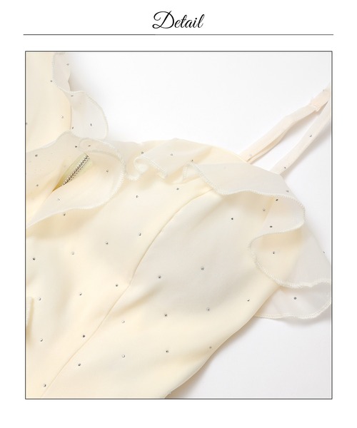 DAZZY(デイジー)の「シフォンラメビジューAラインセットアップミニ丈キャバドレス(ドレス・レディース・アイボリー・S/XS)」の13枚目の写真