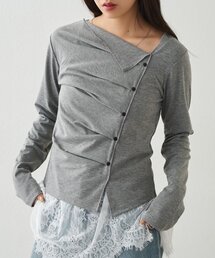【WEB限定】アシメタックボタン長袖プルオーバー