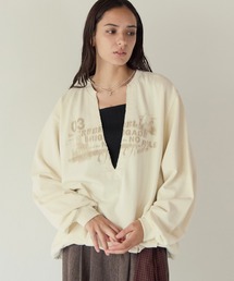 《UNISEX》リメイクフウＶネックピグメントスウェット